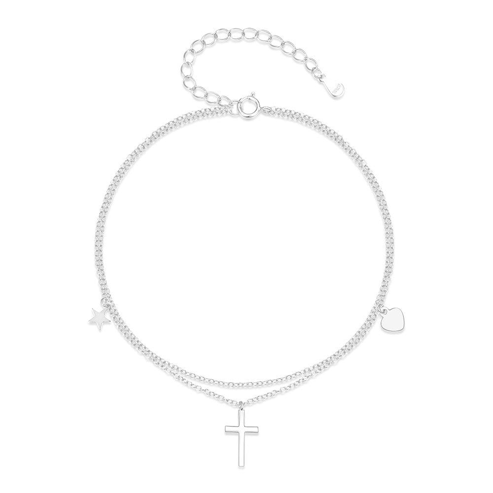Star Cross Double Chain Bracelet / Anklet by Silphina