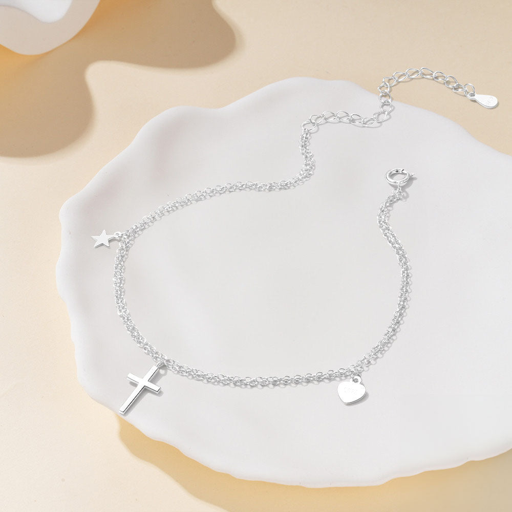 Star Cross Double Chain Bracelet / Anklet by Silphina