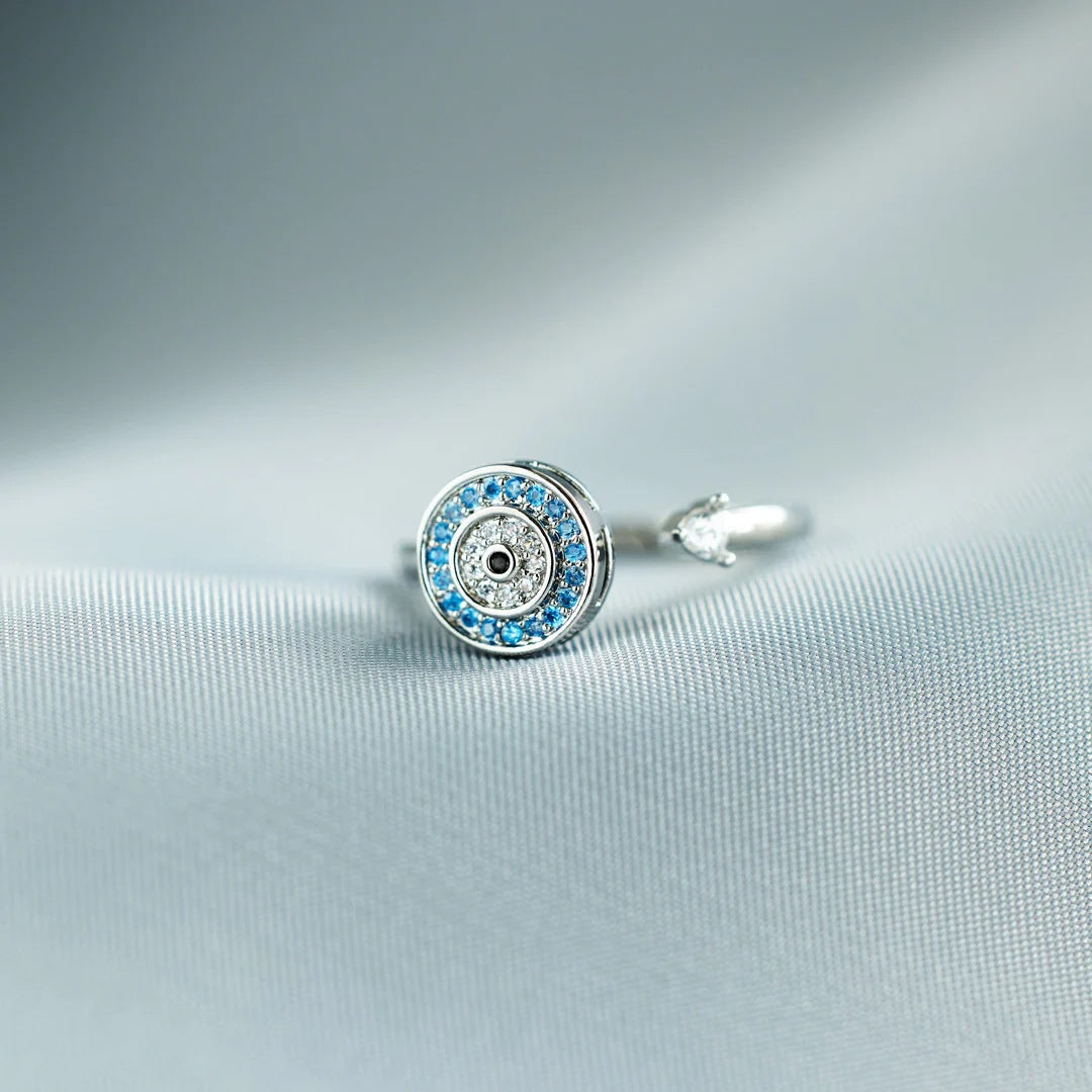 Round Evil Eye Ring by Silphina
