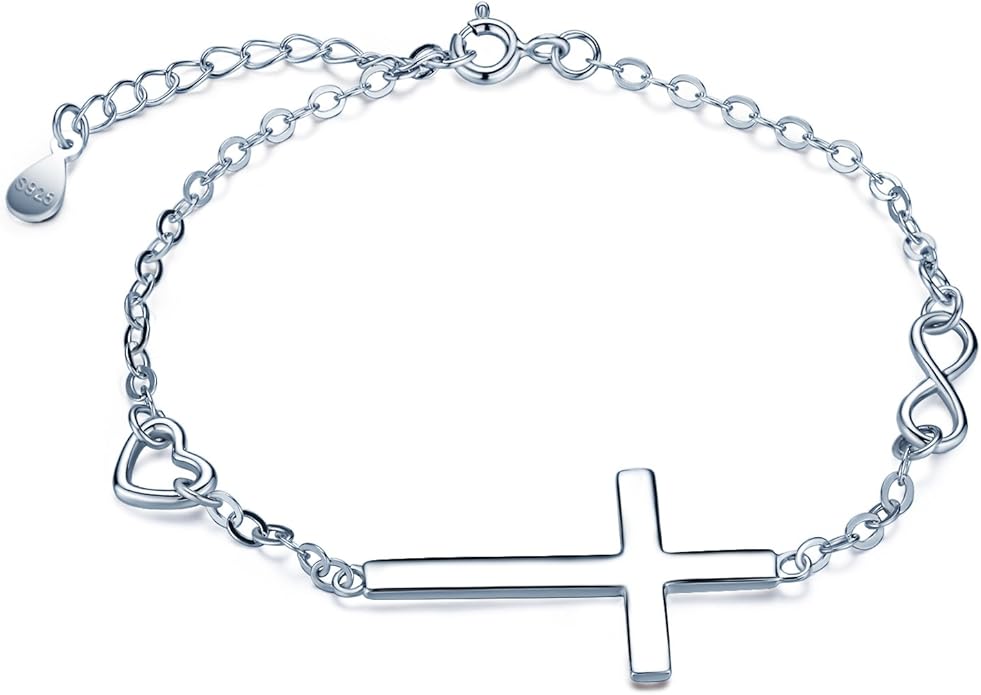 Adjustable Cross Silver Bracelet by Silphina