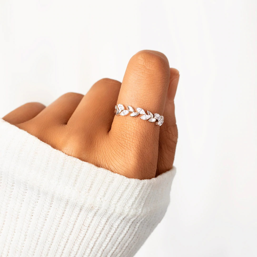 Leaf Crown Crystal Ring by Silphina