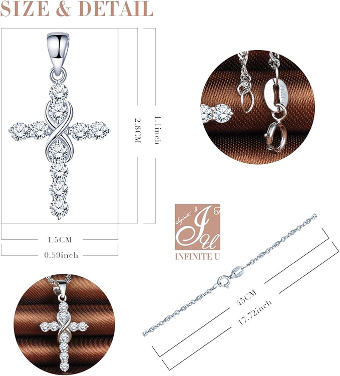Sparkly Crystal Cross Necklace by Silphina