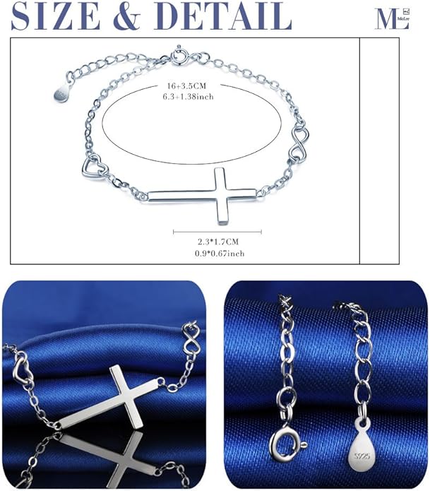 Adjustable Cross Silver Bracelet by Silphina