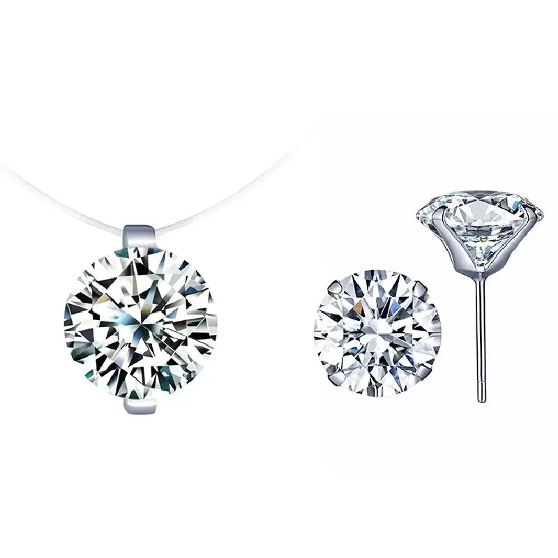 Raindrop Crystal Necklace set with earrings by Silphina