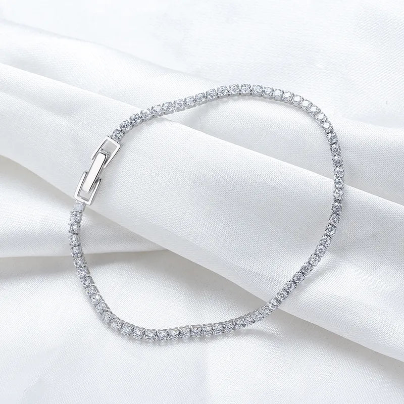 Silver Fine Tennis Bracelet by Silphina