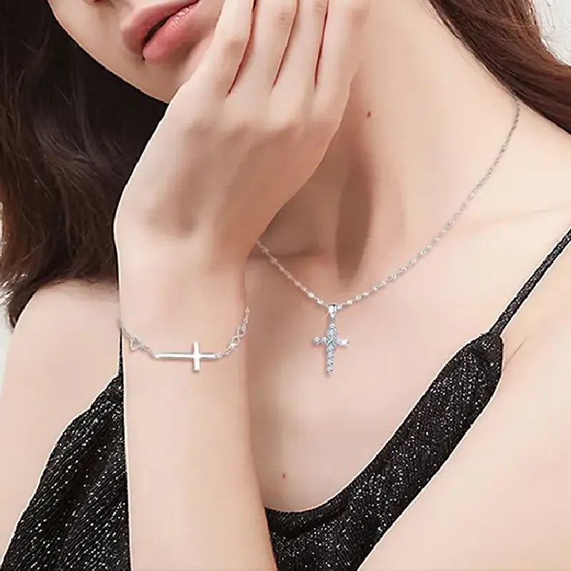 Silver Cross Eternity Love Set by Silphina
