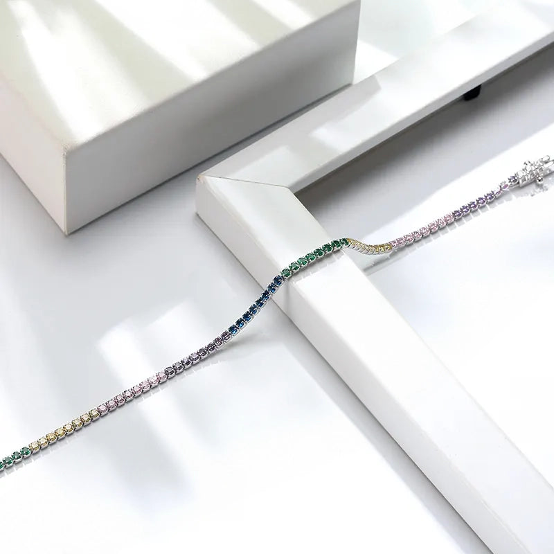 Sparkling Rainbow Tennis Bracelet by Silphina