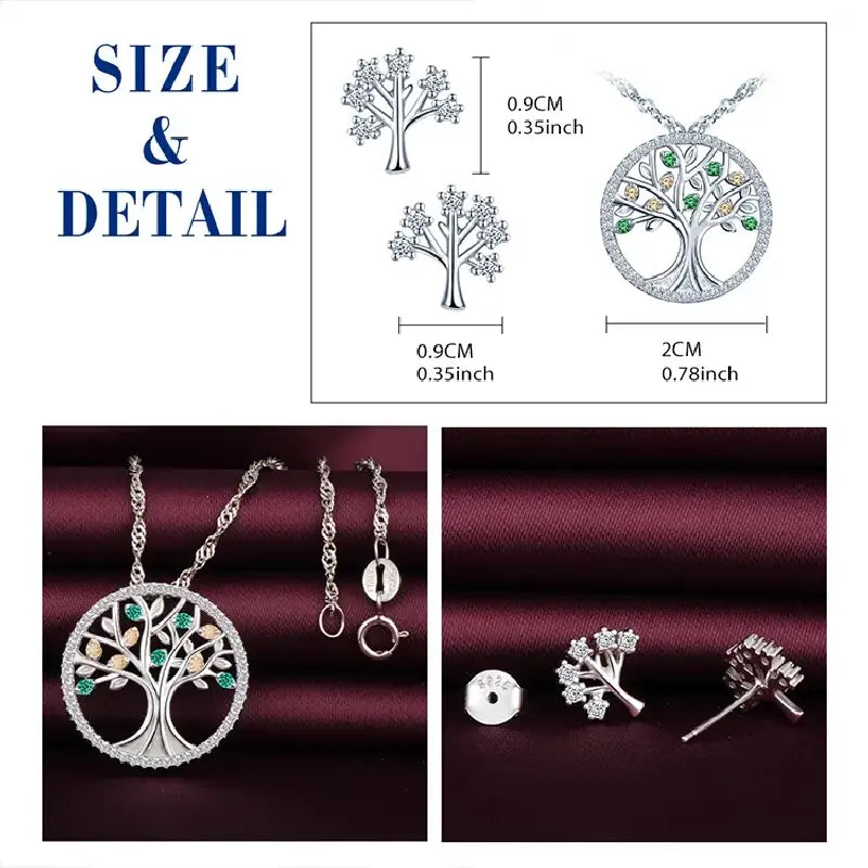 Tree of Life Necklace Set with Earings by Silphina