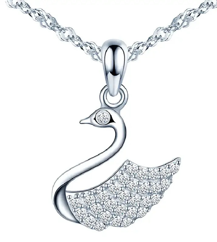 Swan Charm Necklace by Silphina