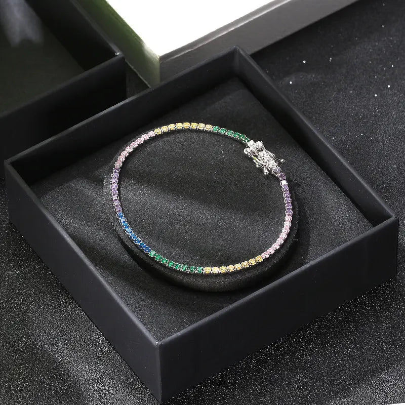 Sparkling Rainbow Tennis Bracelet by Silphina