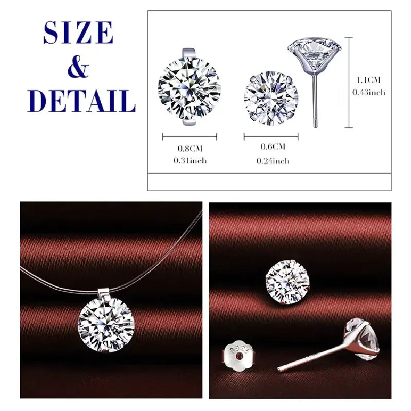Raindrop Crystal Necklace set with earrings by Silphina