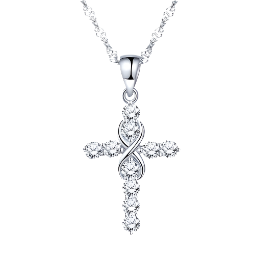 Sparkly Crystal Cross Necklace by Silphina