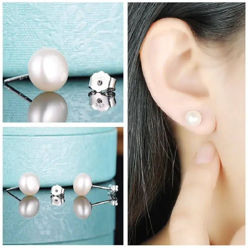 White Pearls Bracelet with Earrings by Silphina