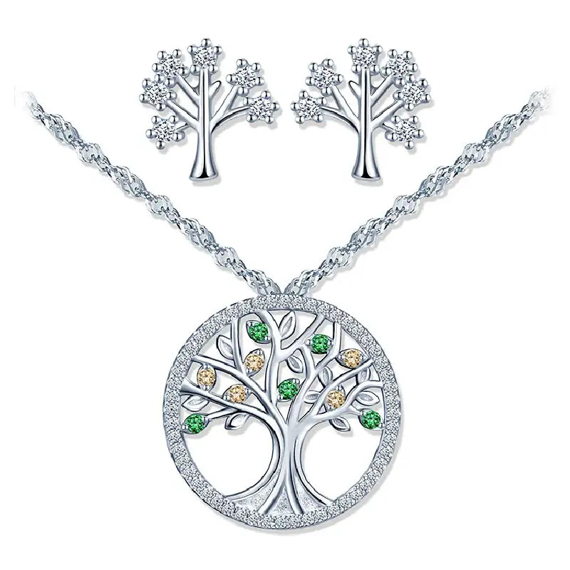 Tree of Life Necklace Set with Earings by Silphina
