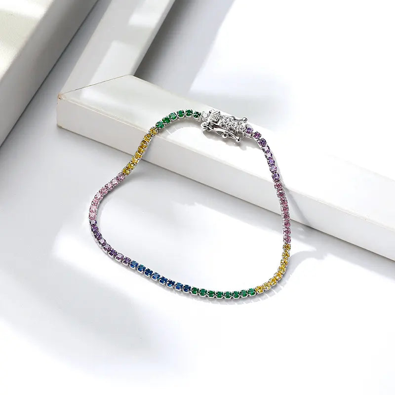 Sparkling Rainbow Tennis Bracelet by Silphina