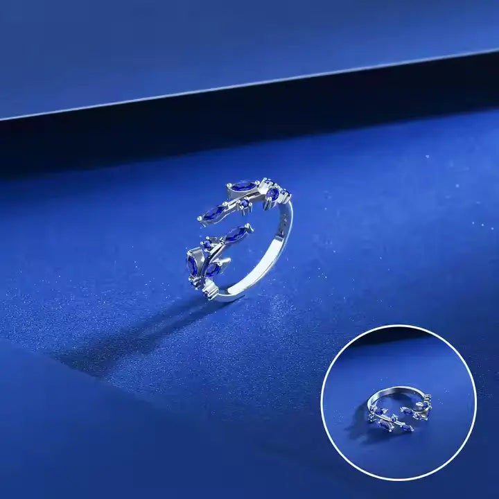 Blue Leaves Ring by Silphina