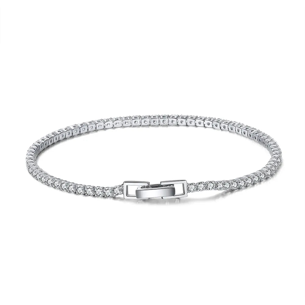 Silver Fine Tennis Bracelet by Silphina