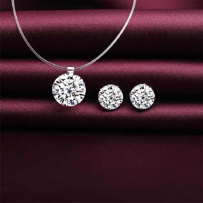 Raindrop Crystal Necklace set with earrings by Silphina