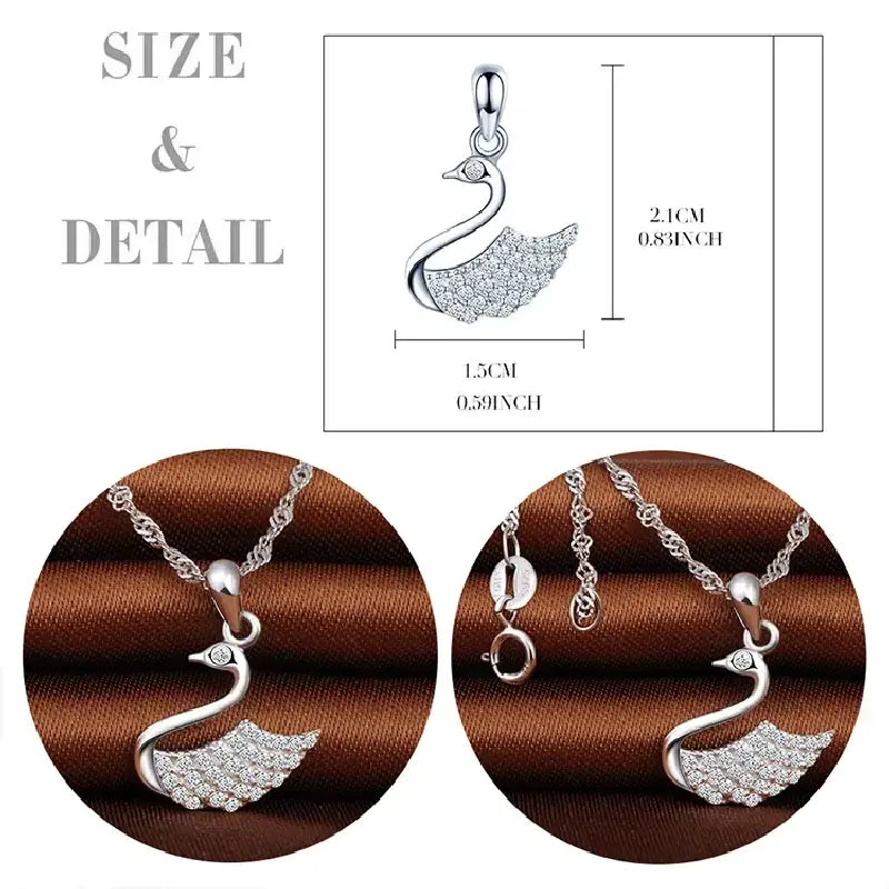 Swan Charm Necklace by Silphina