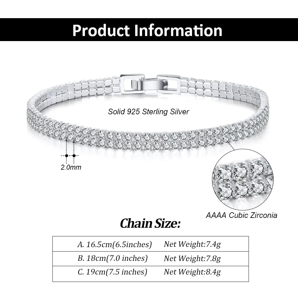 White Double Stone Tennis Bracelet by Silphina