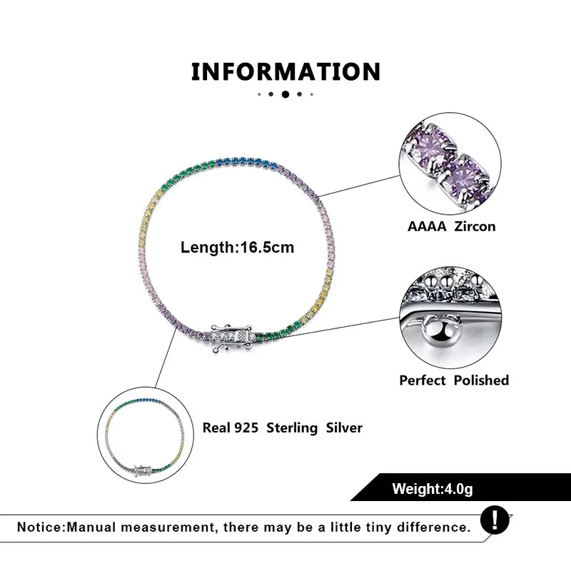 Sparkling Rainbow Tennis Bracelet by Silphina