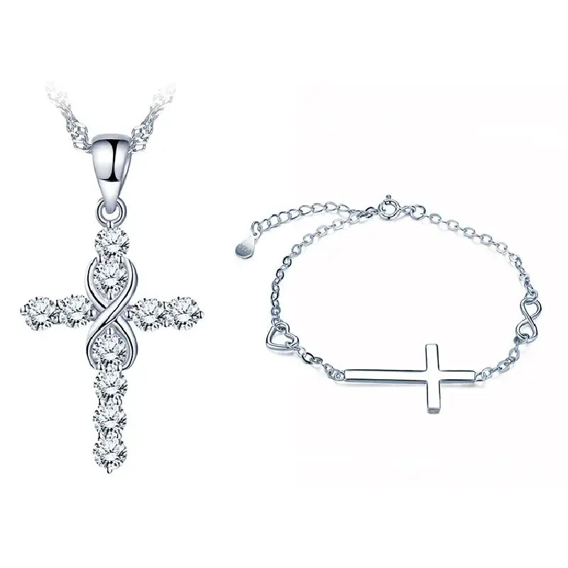 Silver Cross Eternity Love Set by Silphina
