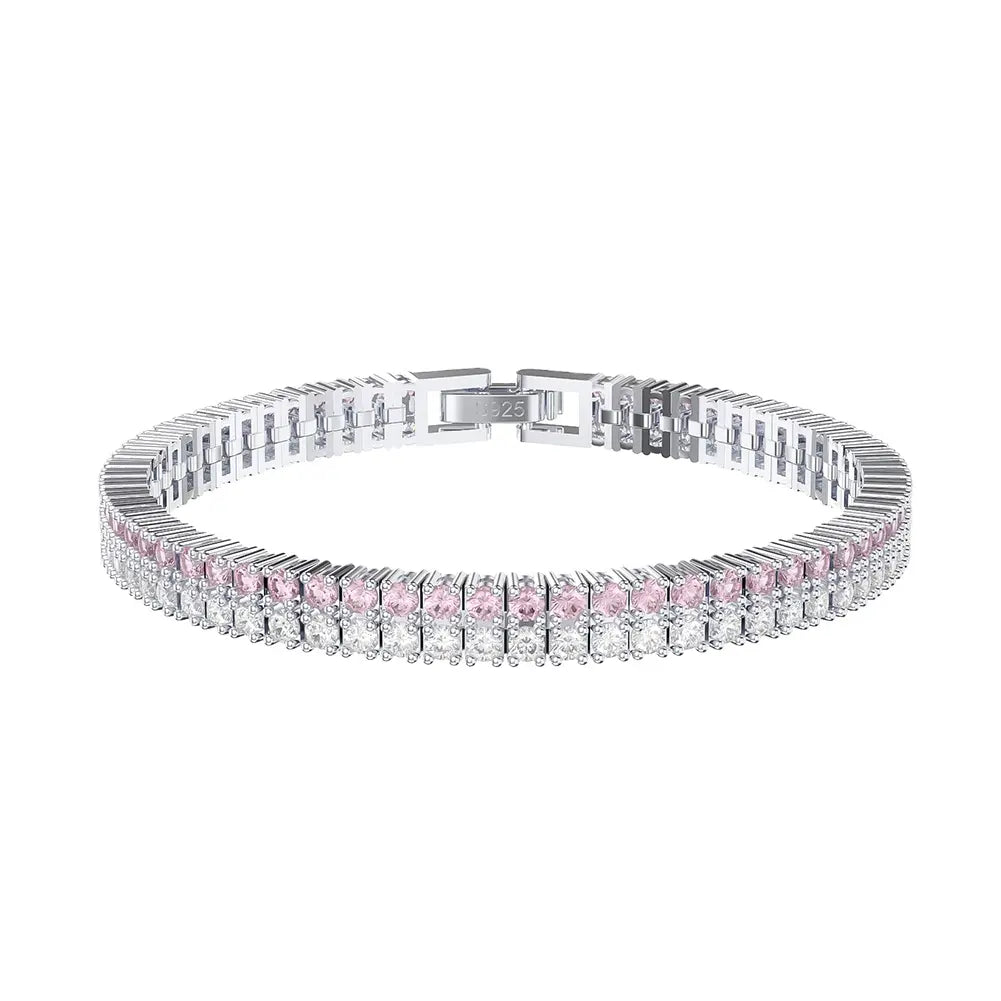 Pink White Double Tennis Bracelet