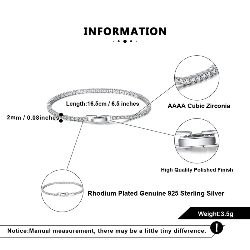 Silver Fine Tennis Bracelet by Silphina