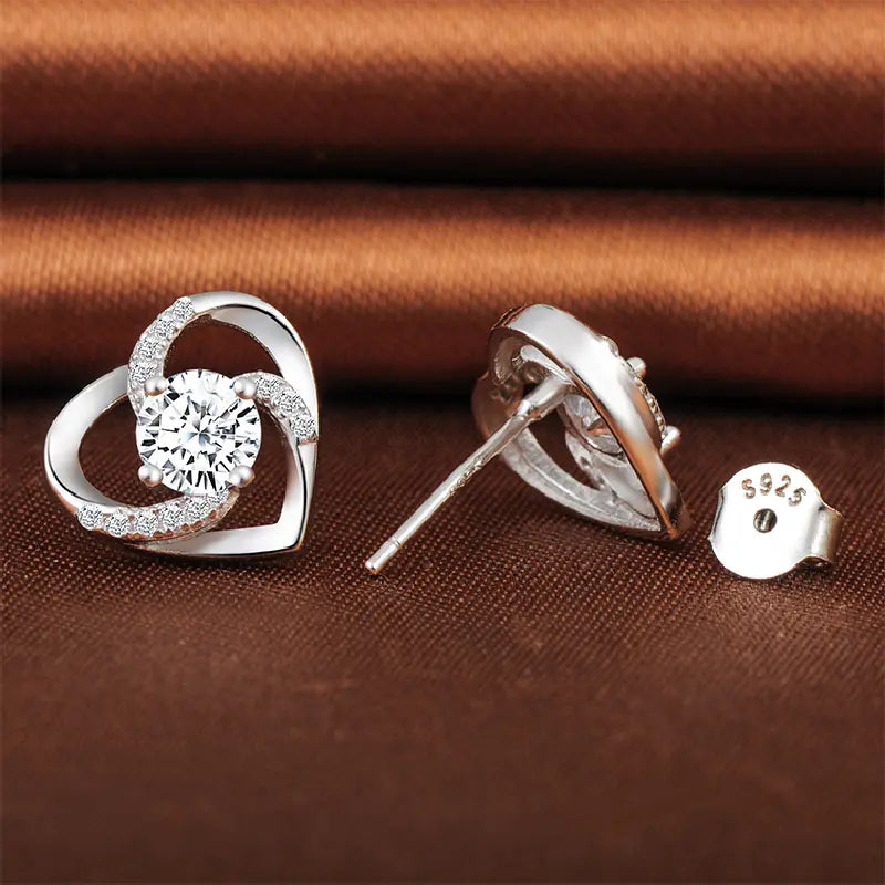 Open Heart Silver Earrings by Silphina