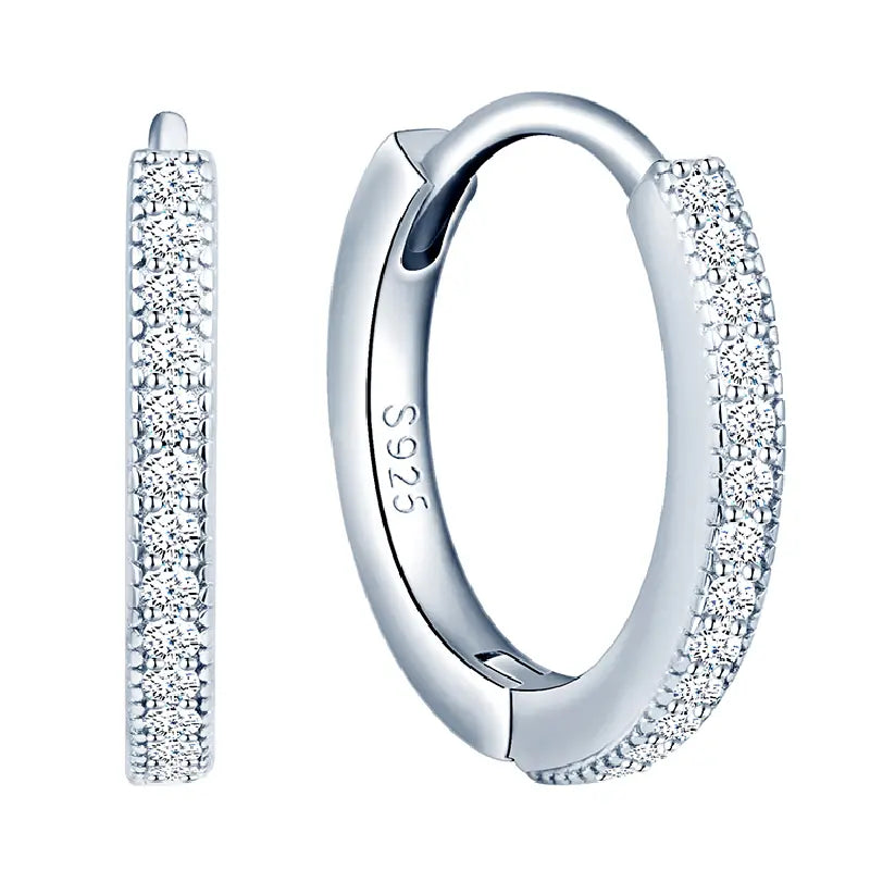 White Crystals Hoop Earrings by Silphina