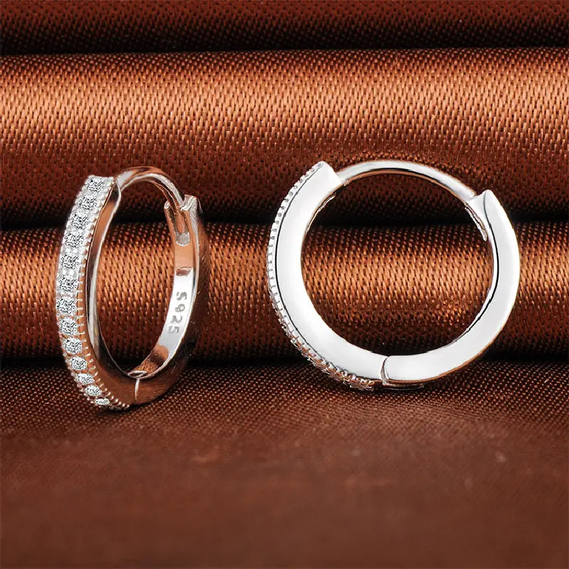 White Crystals Hoop Earrings by Silphina