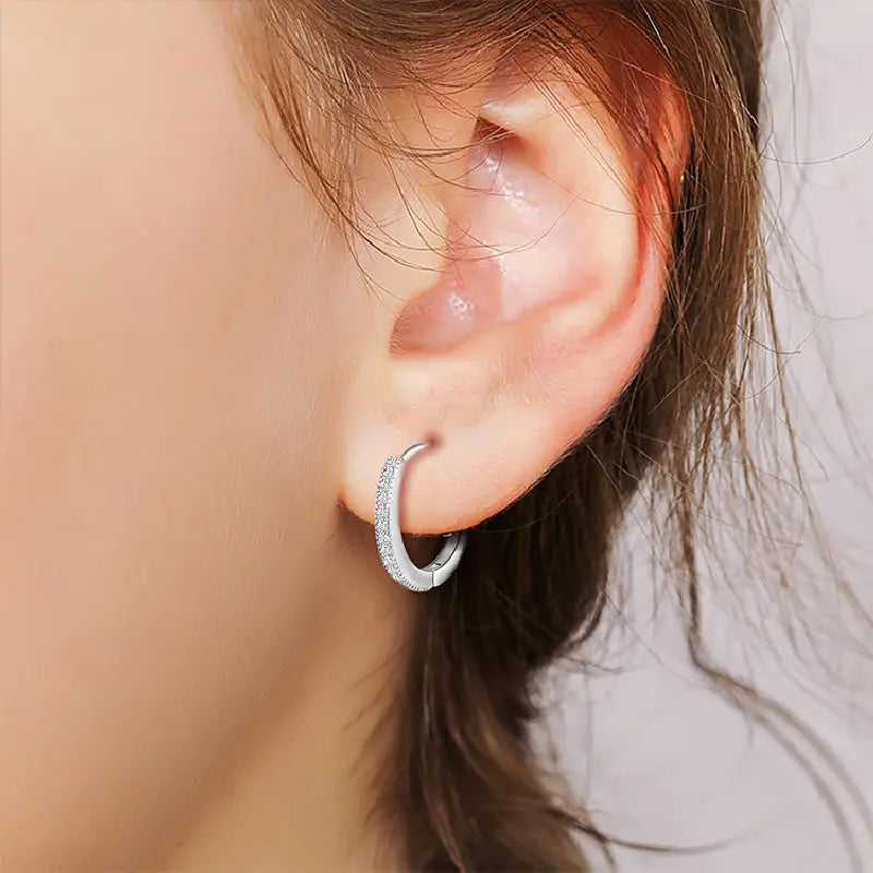 White Crystals Hoop Earrings by Silphina