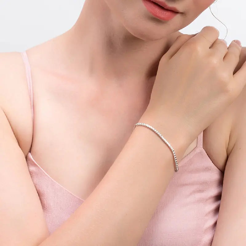 Sparkling White Tennis Bracelet by Silphina
