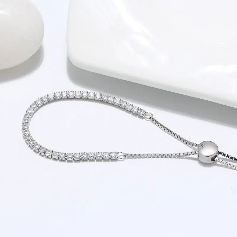 Sparkling White Tennis Bracelet by Silphina