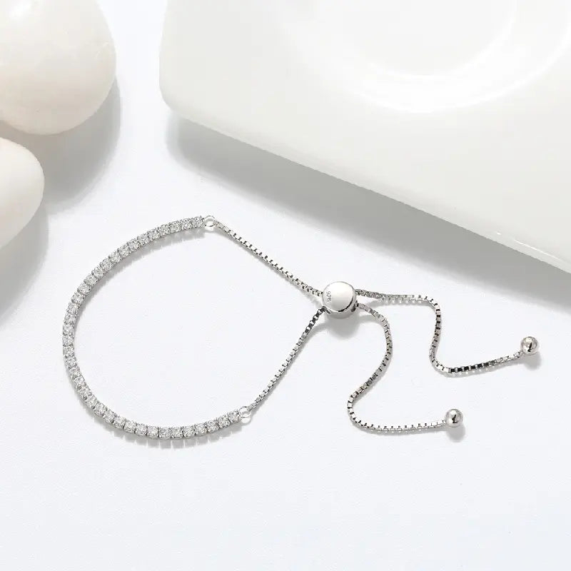 Sparkling White Tennis Bracelet by Silphina