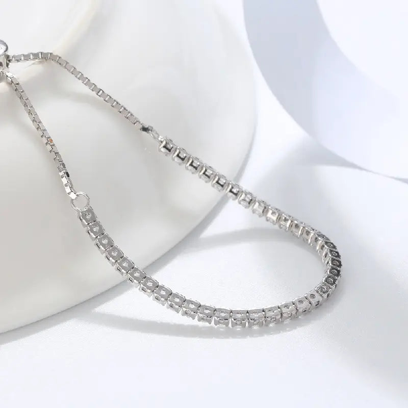 Sparkling White Tennis Bracelet by Silphina