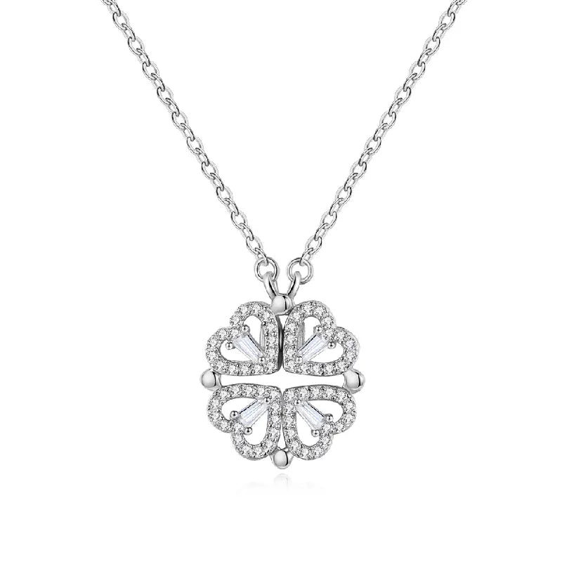 Clover Heart Magnetic Necklace by Silphina