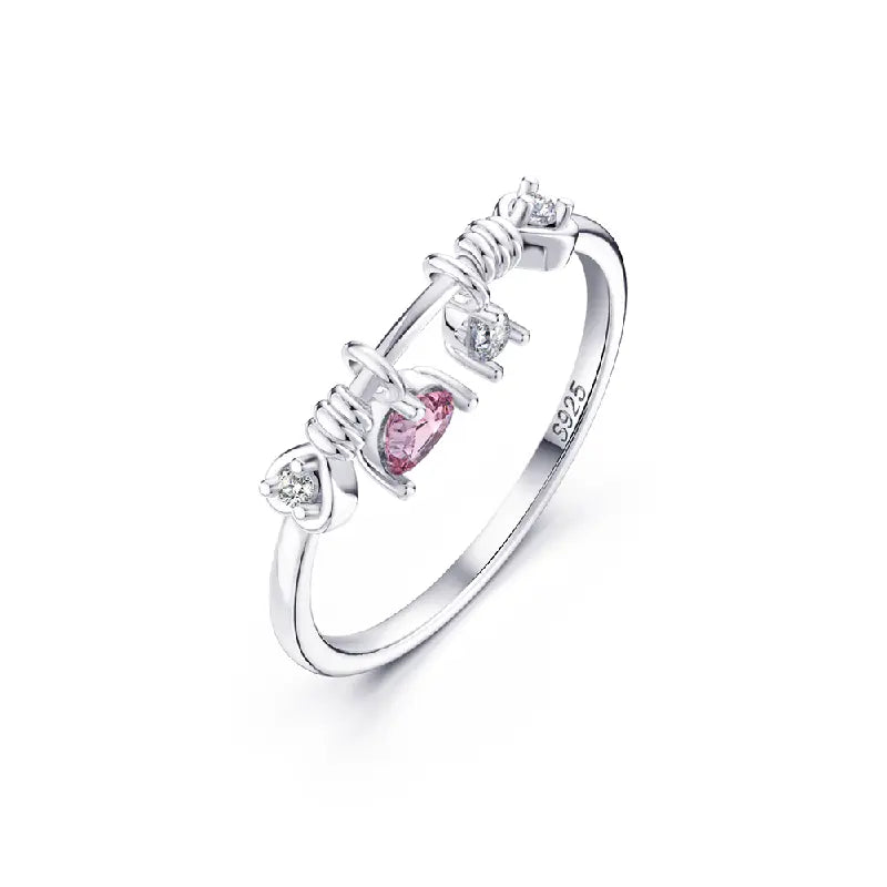 Dangling Pink Heart Ring by Silphina