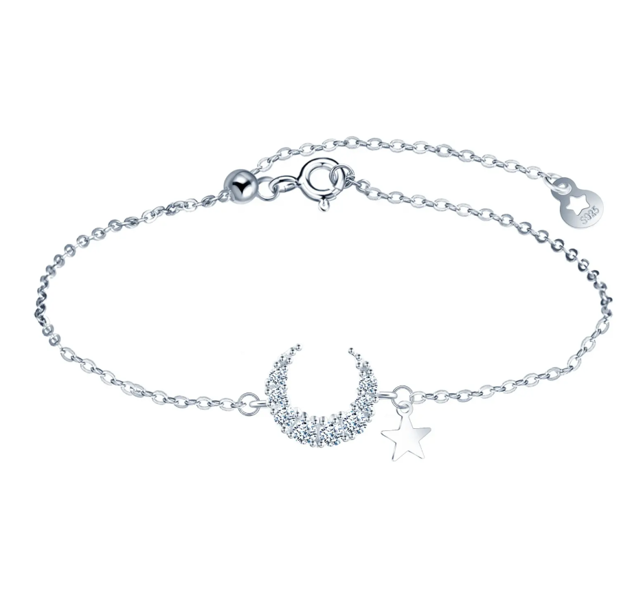 Crescent Moon Star Bracelet by Silphina
