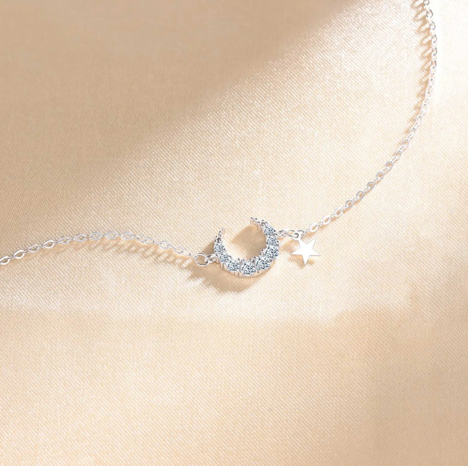 Crescent Moon Star Bracelet by Silphina