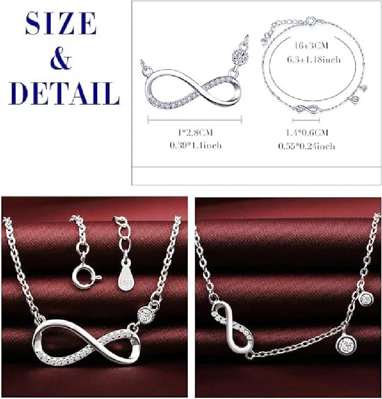 Infinity Love Necklace set with Bracelet