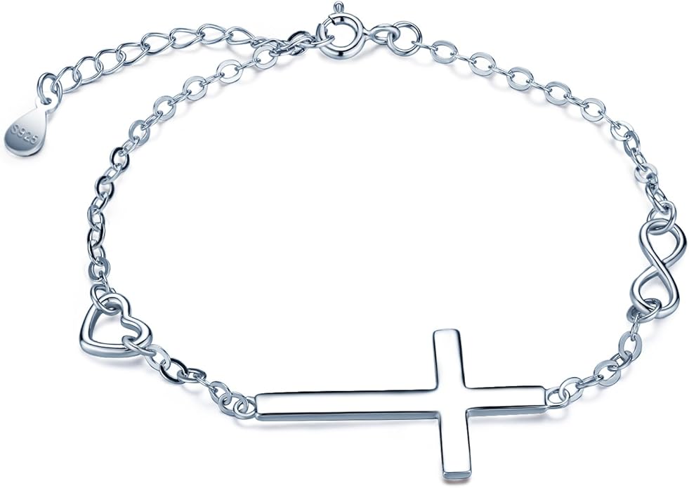 Adjustable Cross Silver Bracelet