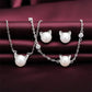 Cute Cat Pearl Necklace Set with Earrings and Bracelet