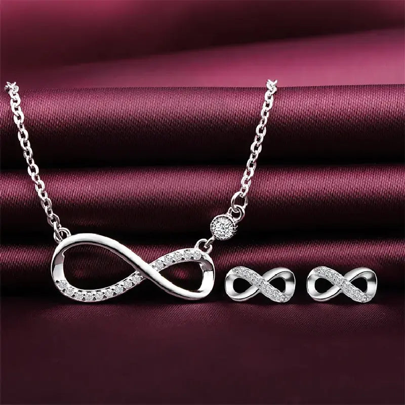 Infinity Love Necklace Set with Earrings