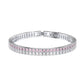 Pink-White Double Diamond Stone Tennis Bracelet