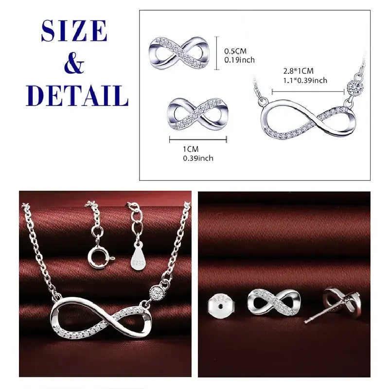 Infinity Love Necklace Set with Earrings