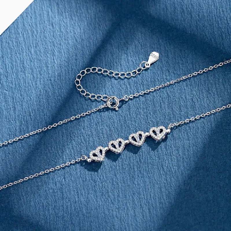 Four Leaf Heart Magnetic Silver Chain