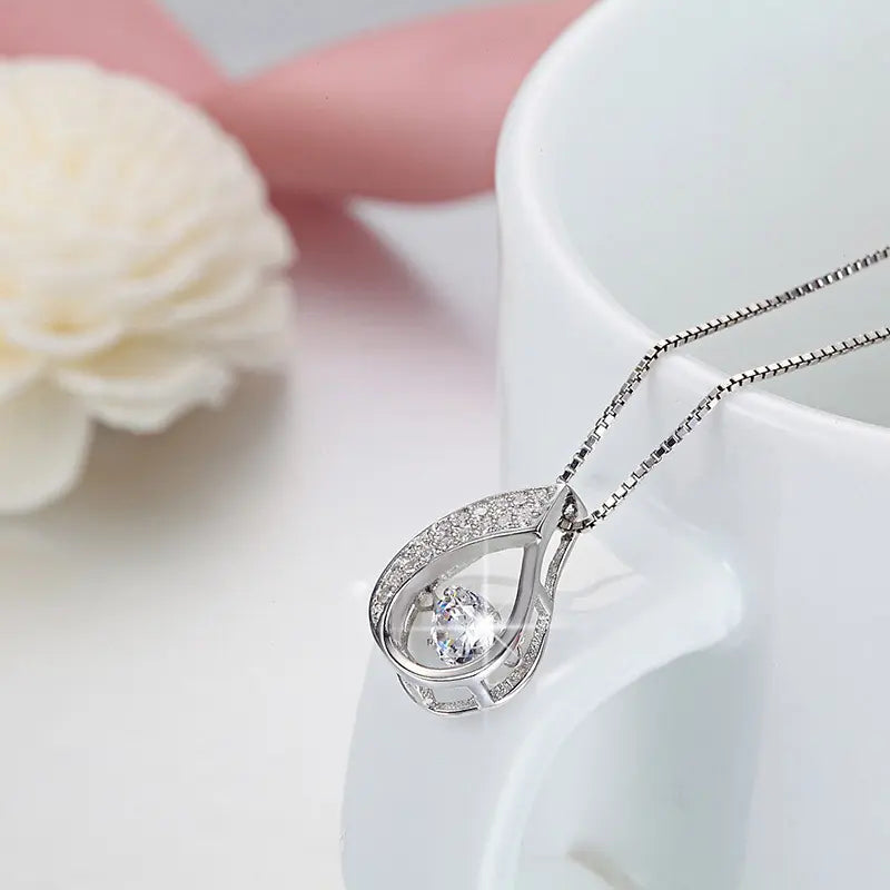 Water-Drop Diamond Pendant Necklace