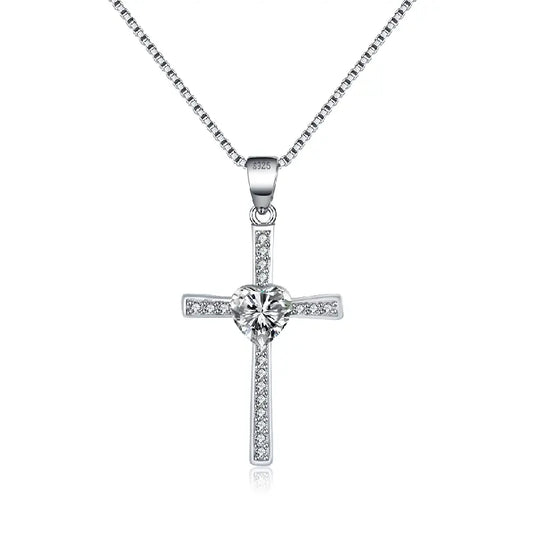 White Diamond Cross Necklace