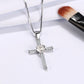 White Stone Cross Necklace